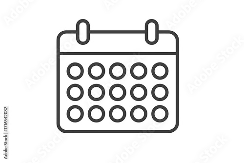 Calendar line icon. Schedule, date, time, and event planning concept. Thin outline symbol for agenda, organizer, and appointment reminder. Web, mobile app pictogram design.