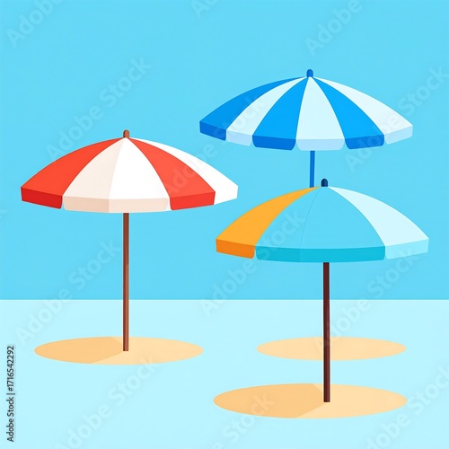 Beach umbrellas on sand