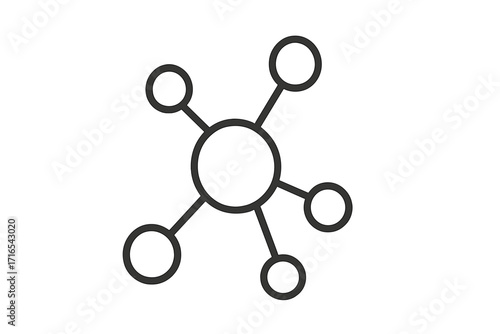 Single line icon of molecule structure, scientific chemistry symbol, high quality editable stroke vector illustration, modern flat design for web, internet shops, online books