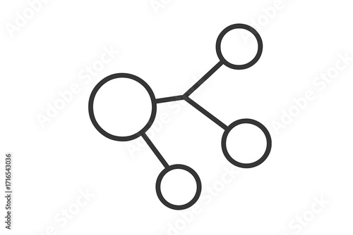 Single line molecule icon, high quality vector illustration for design, websites, internet shops, online books, editable stroke, trendy flat style, isolated minimal science symbol