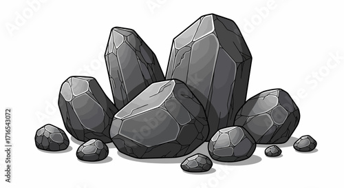 Cartoon Rocks Pile Game Asset Stone Texture Grey Minerals