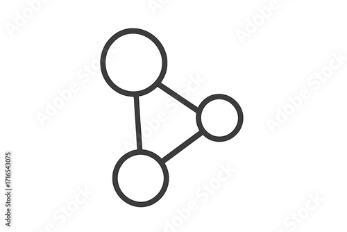 Minimalist molecular structure icon, single line vector illustration, high quality editable stroke, science concept, chemistry symbol for design, web, internet shops, online books, trendy flat style