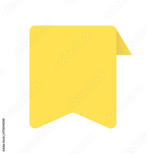 シンプルな黄色いリボンのブックマーク - しおりの形のタグ･ラベルなどの装飾デザインパーツ素材