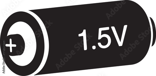 Illustration of a 1.5v battery, showcasing its cylindrical shape and the positive and negative terminals, commonly used in various electronic devices