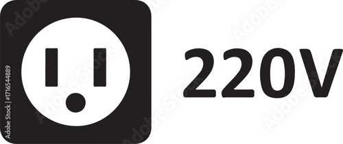 Illustration of a 220v electrical outlet icon, indicating the higher voltage standard used in many countries for powering appliances and equipment