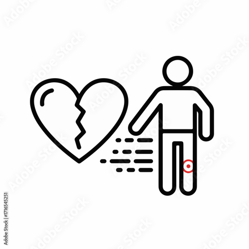Person experiencing heartbreak and emotional pain, represented by a broken heart symbol.