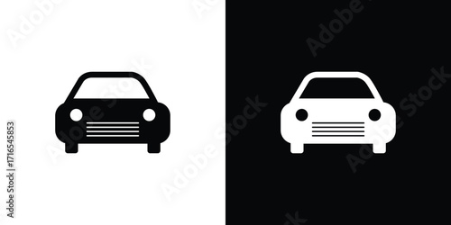 Black and white car icons facing forward