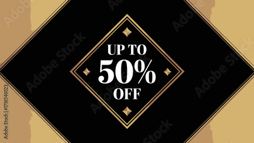 Unlock incredible savings with this elegant up to 50% off sale banner, perfect for driving customer excitement and boosting your business promotions