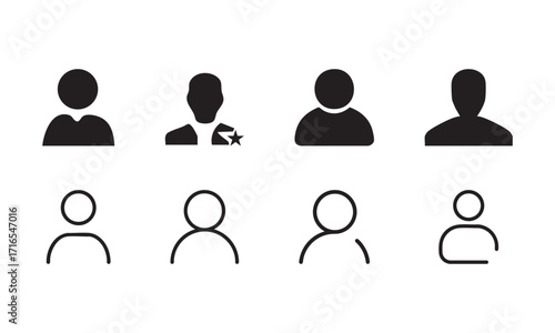 Modern Profile Solid, filled icon set of collaborative User profile icon set with white background