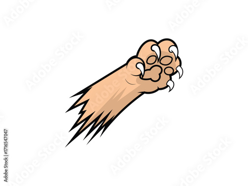 Cat Paw up pets Stylized Cat Claw Swipe Illustration isolated on white background