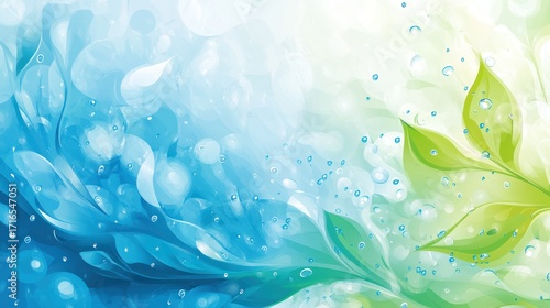 Abstract aqua leaves design