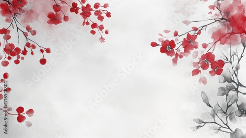 Elegant red flowers watercolor design