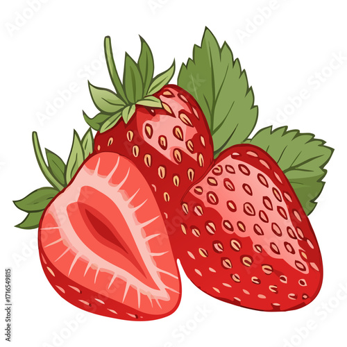 Red Strawberry Splash Illustration with Juice Effect