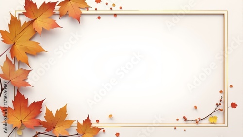 Vibrant autumn leaves frame a blank canvas celebrating the beauty of fall in a serene and artistic setting