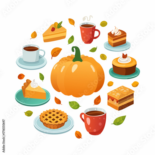 Minimalist Fall Cuisine Vector Set