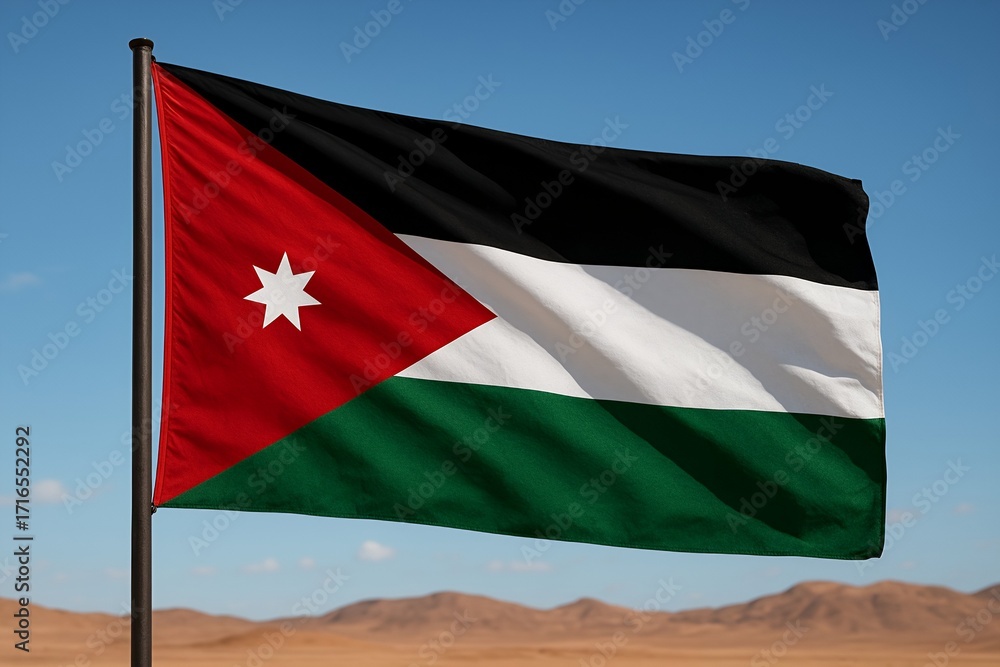 Obraz premium National flag of Jordan waving in the wind