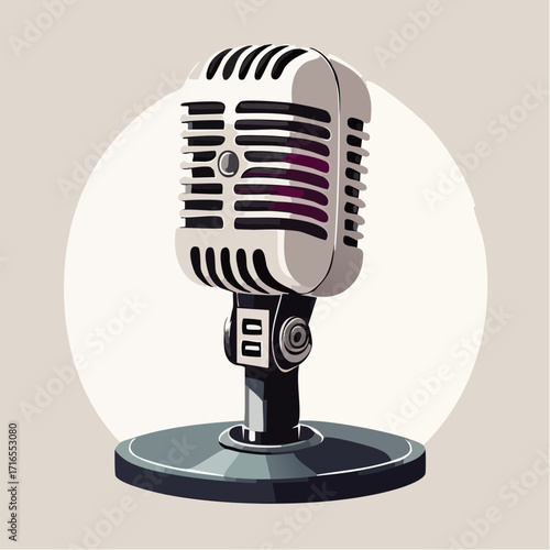 Vintage retro microphone illustration, perfect for broadcasting, recording, and music production projects