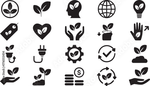 Vector art of collection of ecofriendly and sustainability icons