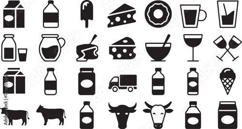 Vector art of collection of dairy product icons