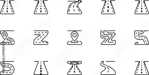 Vector art of collection of road and navigation icons
