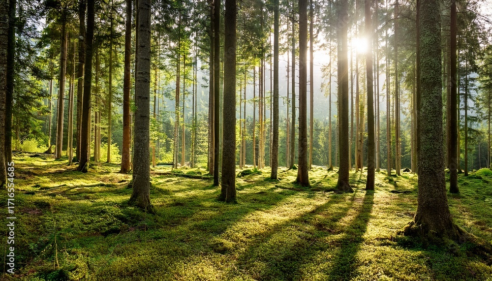 Obraz premium Forest In Sunny Day