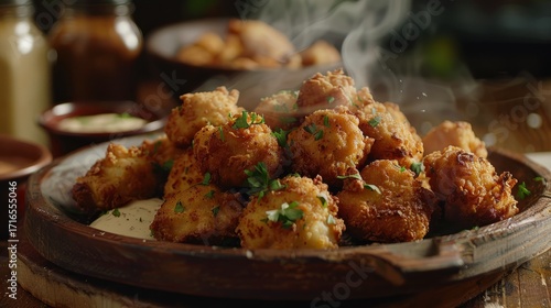 Golden Brown Fried Chicken Bites with Dipping Sauces