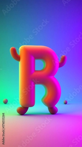 colorful 3d numbers, letter 