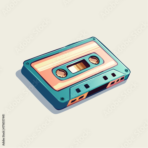 Retro cassette tape illustration, a nostalgic music storage medium from the past