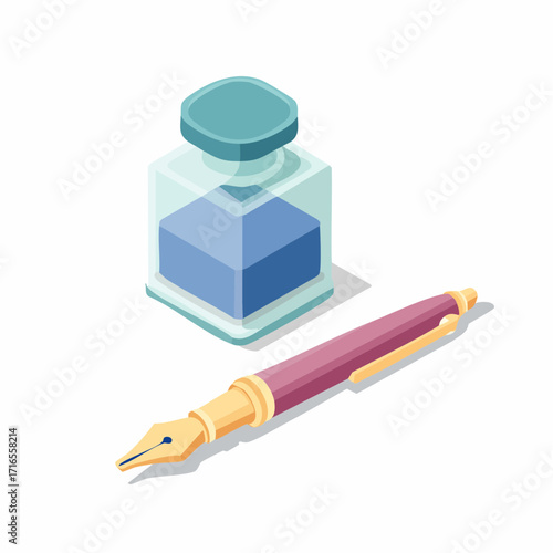 Elegant Fountain Pen and Inkwell A Classic Writing Set