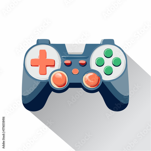 A video game controller with colorful buttons and joysticks, perfect for digital entertainment and interactive gaming experiences
