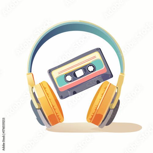 Retro Cassette Tape and Headphones A Blast from the Past