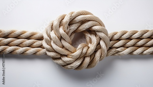 Nautical Rope Knot On White Background Flat Lay Twisted Rope Cord
