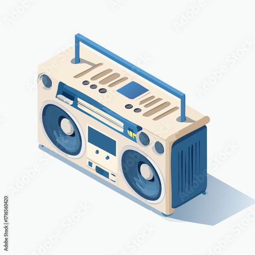 Retro Boombox Vintage Stereo Cassette Player Illustration