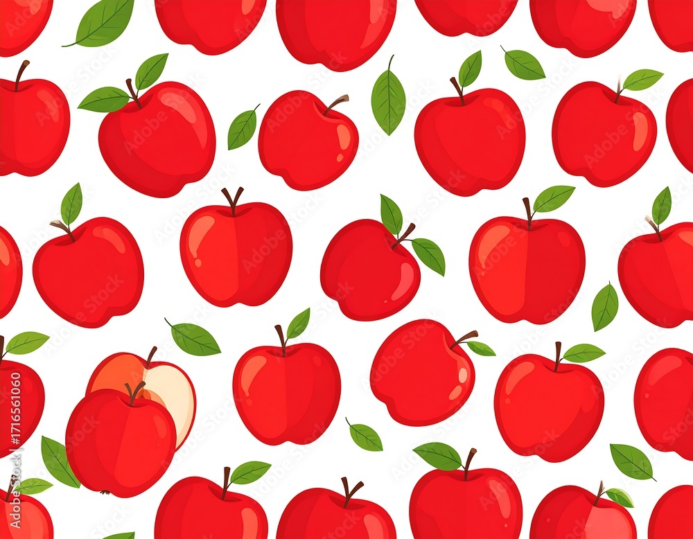 Red apples and leaves pattern