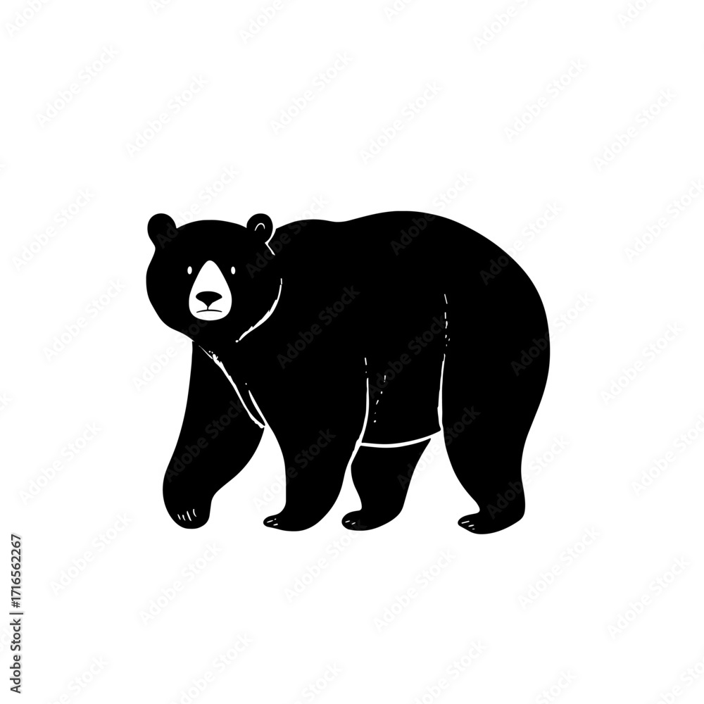 Fototapeta premium Black Bear. Black Bear simple black and white line art vector logo