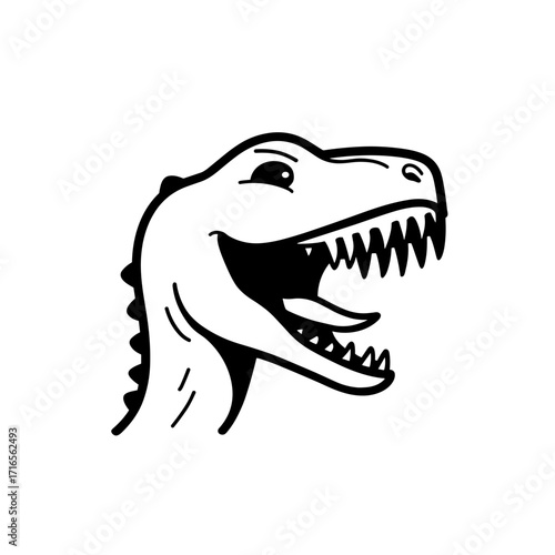 Giganotosaurus. Giganotosaurus simple black and white line art vector logo