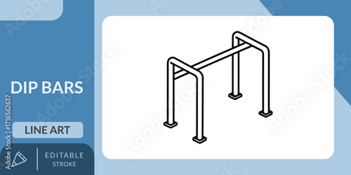 Parallel Dip Bars Icon, Vector Line Art Illustration