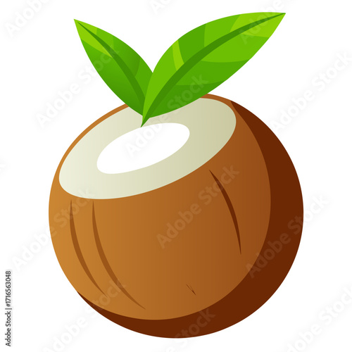 Refreshing tropical vibes with a delightful coconut illustration, perfect for summer promotions, healthy lifestyle blogs, and exotic vacation designs, a taste of paradise