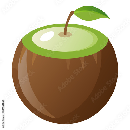 Exotic freshness with this cartoon coconut illustration, perfect for summer vibes and healthy lifestyle promotions, add a tropical splash to your designs with this vibrant fruit icon