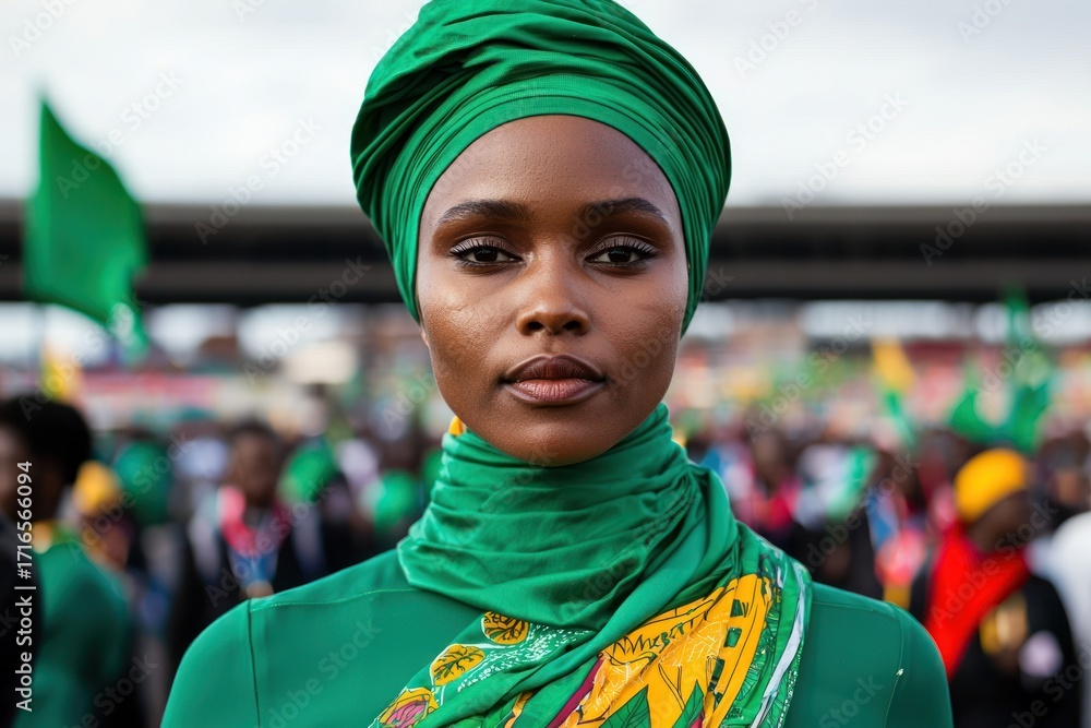 Obraz premium Cultural celebration of unity in johannesburg south africa portrait of a woman festival atmosphere close-up view