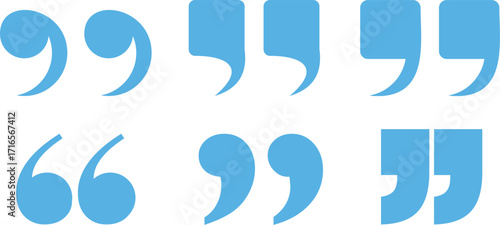 Quotation Marks A Collection of Blue Punctuation Symbols for Design