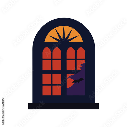 haunted window vector art