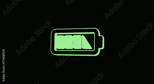Glowing battery icon on black background, indicating power level.