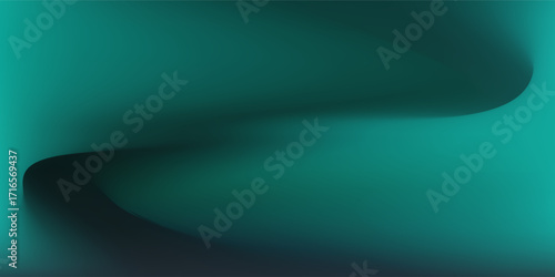 Modern teal green background gradient with blur effect and a curved line with black gradient.eps10