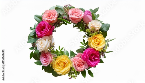 Wallpaper Mural Circular Wreath Of Colorful Roses And Green Foliage Perfect For Celebrations And Events Isolated On Transparent Background Torontodigital.ca