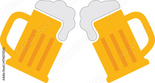 
Two Beer Mugs Clinking Together in Celebration
