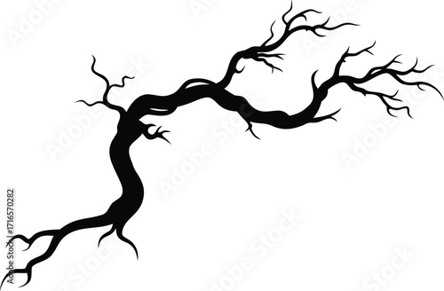 dry twisted wild vine clean silhouette vector illustration