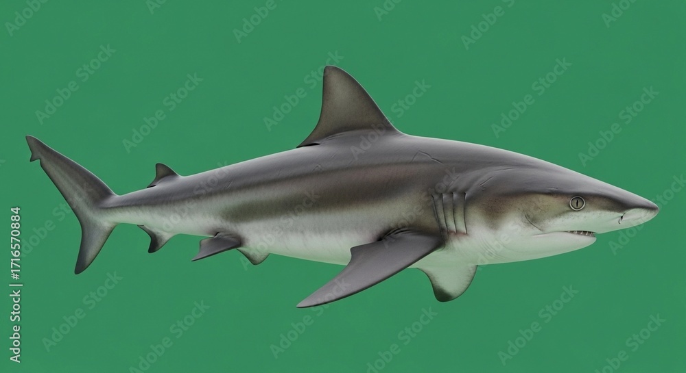 Naklejka premium Shark Illustration on Green Screen