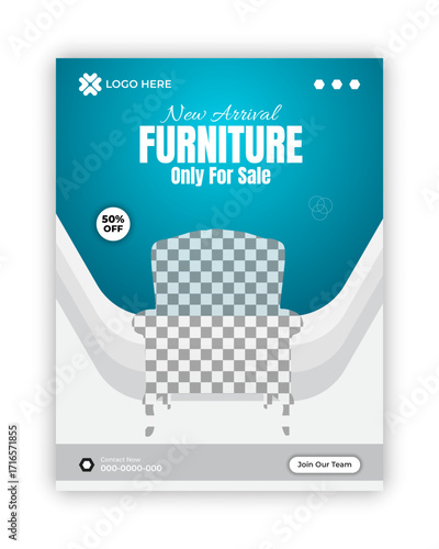 New arrivai  Furniture and online branding business social media banner design template