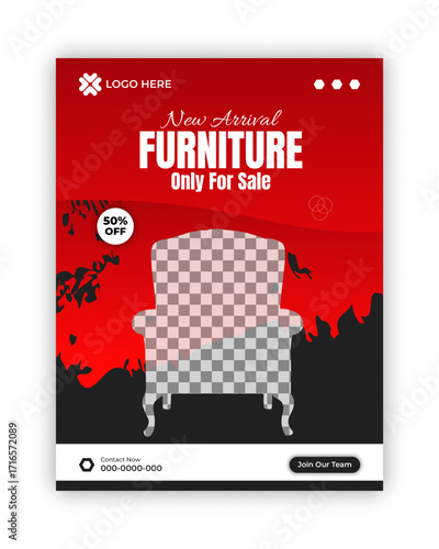 New arrivai  Furniture and online branding business social media banner design template